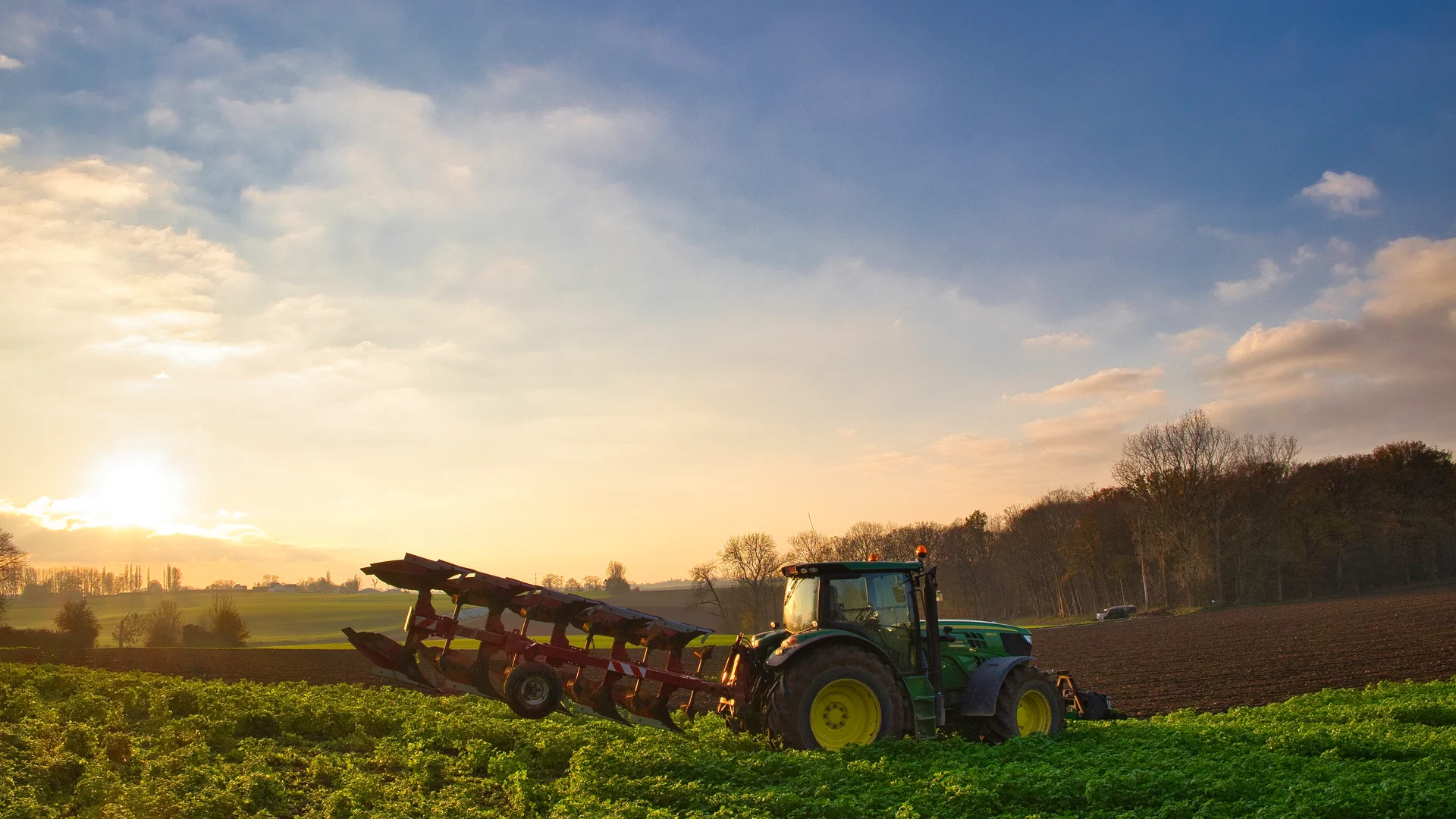 Tractor trabajando en campo agrícola